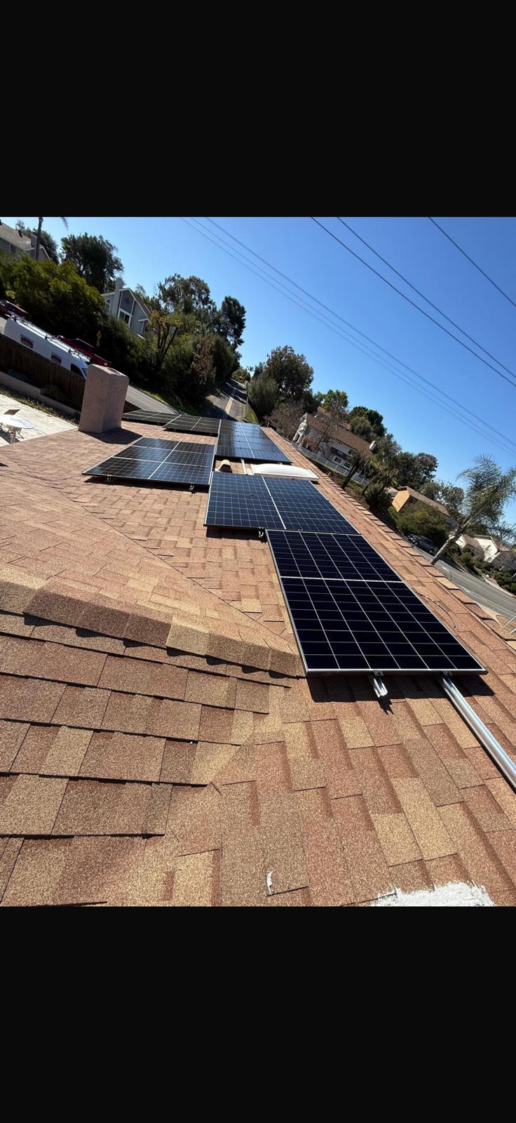 Solar installation on a shingle roof home in San Diego